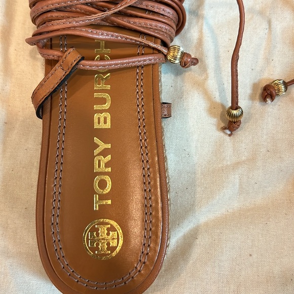 NEW Tory Burch Leather Basketweave Espadrille Lace Up Sandals. Size 8 - Picture 9 of 9
